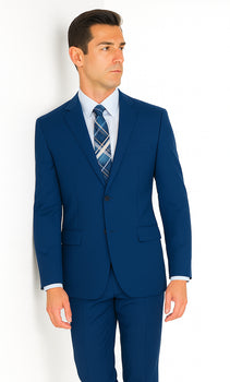 Men'S Big And Tall Sizes Teal Cobalt Blue Indigo ~ Bright Blue Suit - Image 7