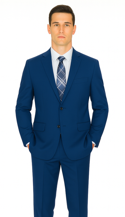 Men'S Big And Tall Sizes Teal Cobalt Blue Indigo ~ Bright Blue Suit - Image 8