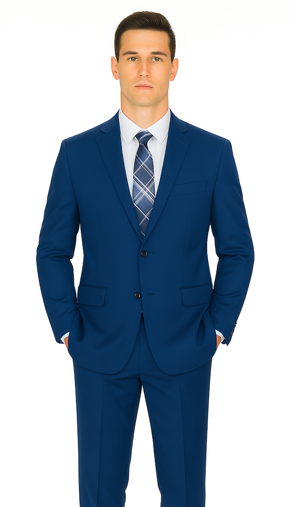 Men'S Big And Tall Sizes Teal Cobalt Blue Indigo ~ Bright Blue Suit - Image 8