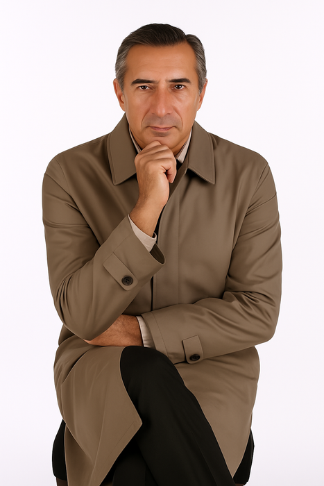 Men's Dress Coat  Classic Poplin Raincoat-Trench Coat Taupe