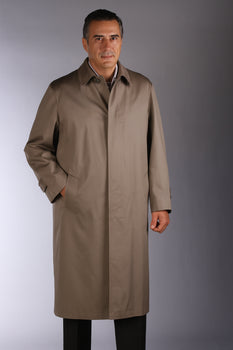 Men's Dress Coat  Classic Poplin Raincoat-Trench Coat Taupe