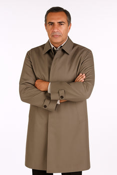 Men's Dress Coat  Classic Poplin Raincoat-Trench Coat Taupe - Image 6