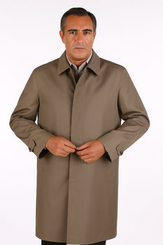 Men's Dress Coat  Classic Poplin Raincoat-Trench Coat Taupe - Image 8