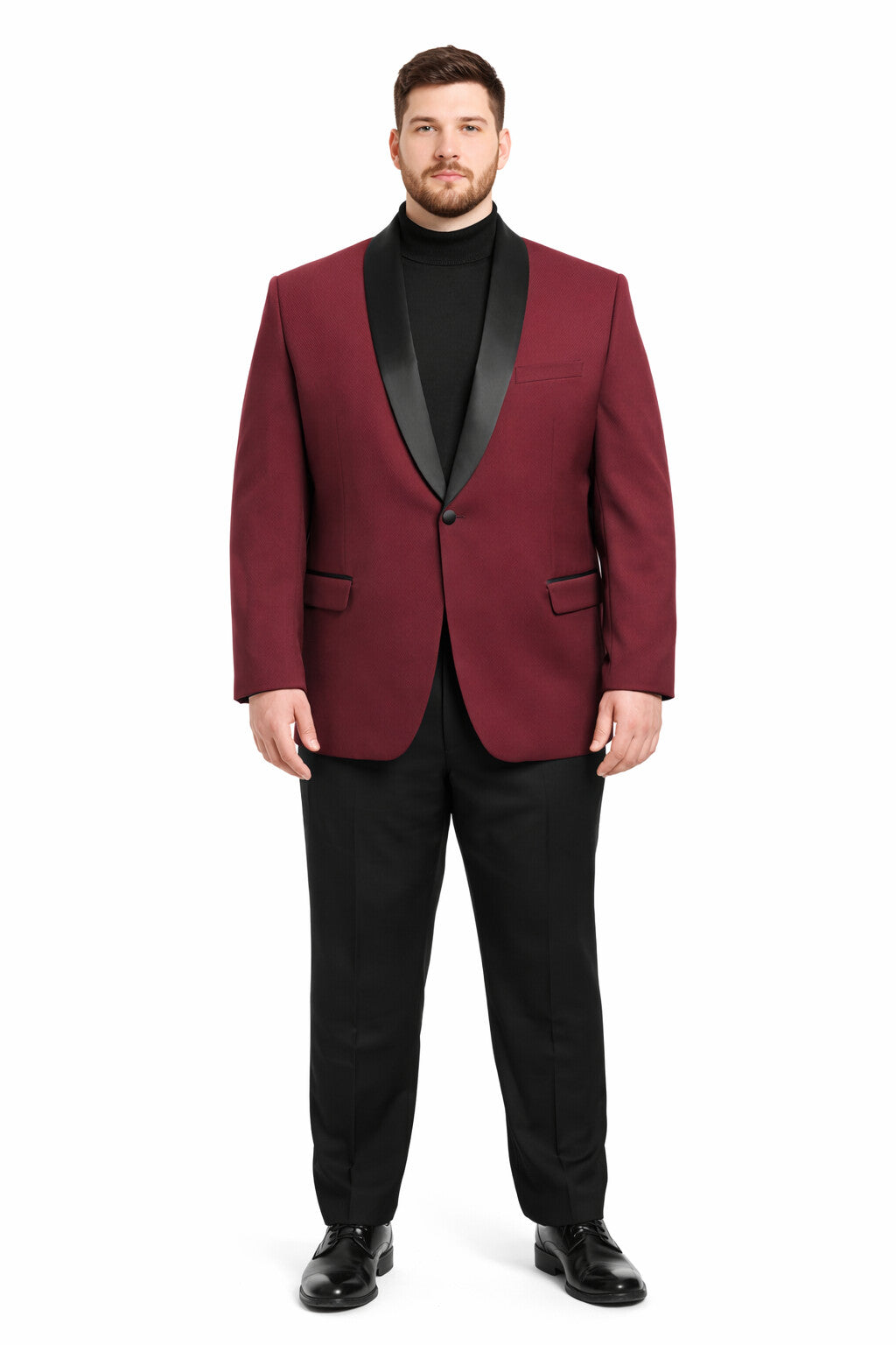 Mens Big and Tall Blazer - Burgundy Plus Size Tuxedo Jacket