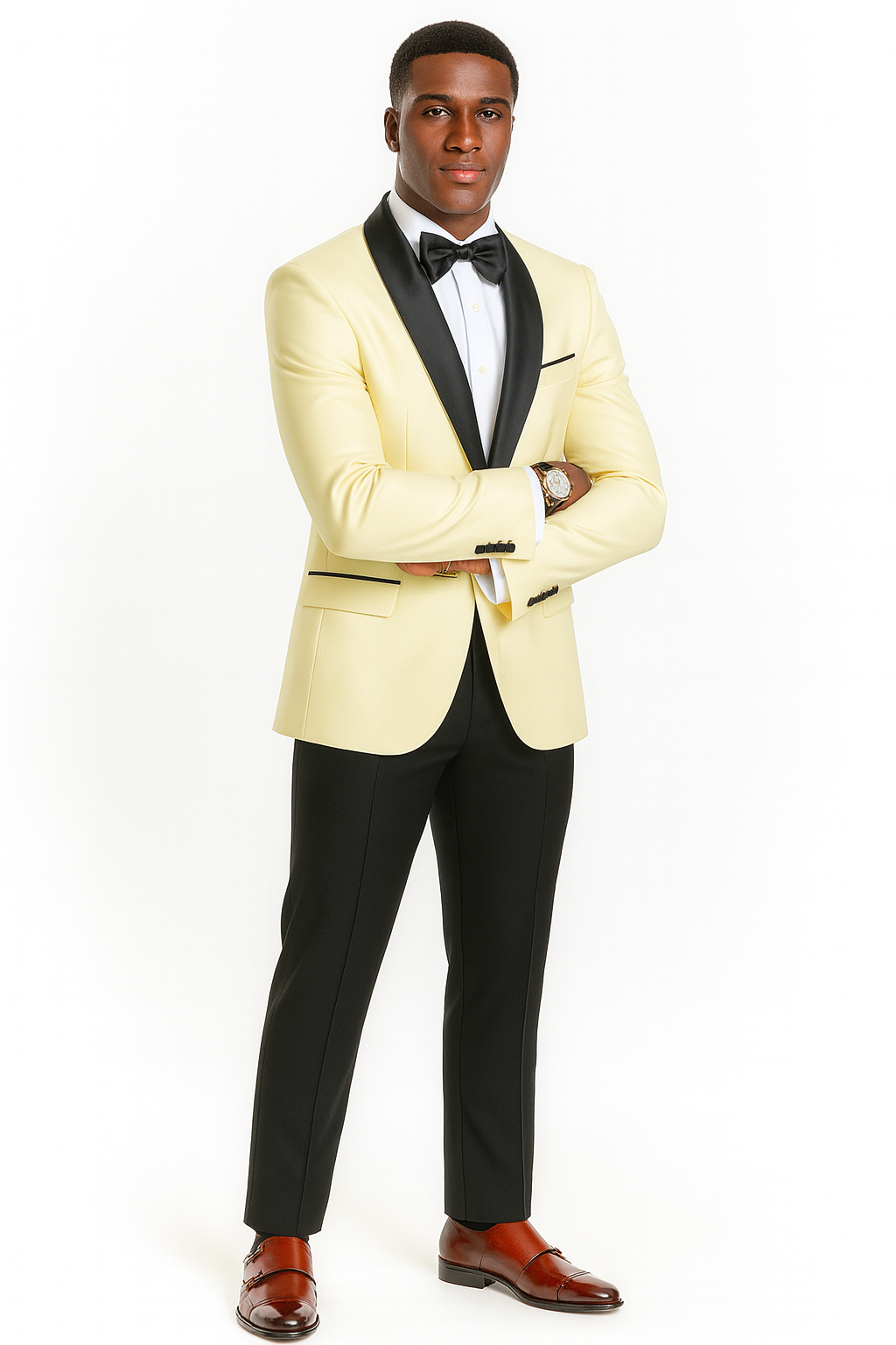 Big And Tall Suit For Men - Jacket + Pants + Bowtie + Pants - Ivory Suit - Image 4
