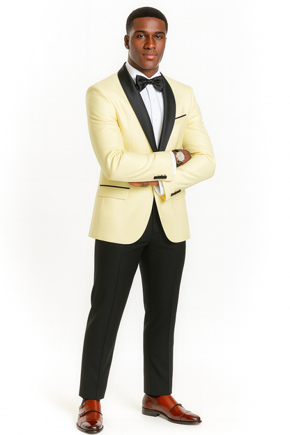 Big And Tall Suit For Men - Jacket + Pants + Bowtie + Pants - Ivory Suit - Image 4
