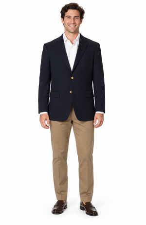 Men's Big & Tall Long Gabardine Blazer Navy Cheap Priced Sport coats - Large Sport Jacket