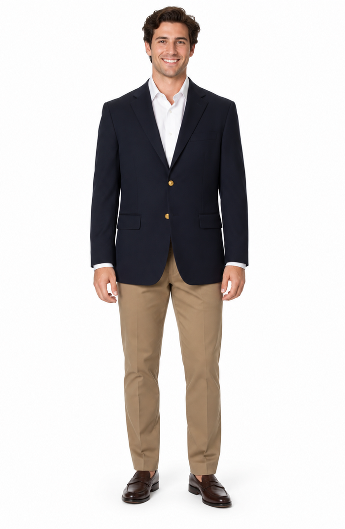 Men's Big & Tall Long Gabardine Blazer Navy Cheap Priced Sport coats - Large Sport Jacket