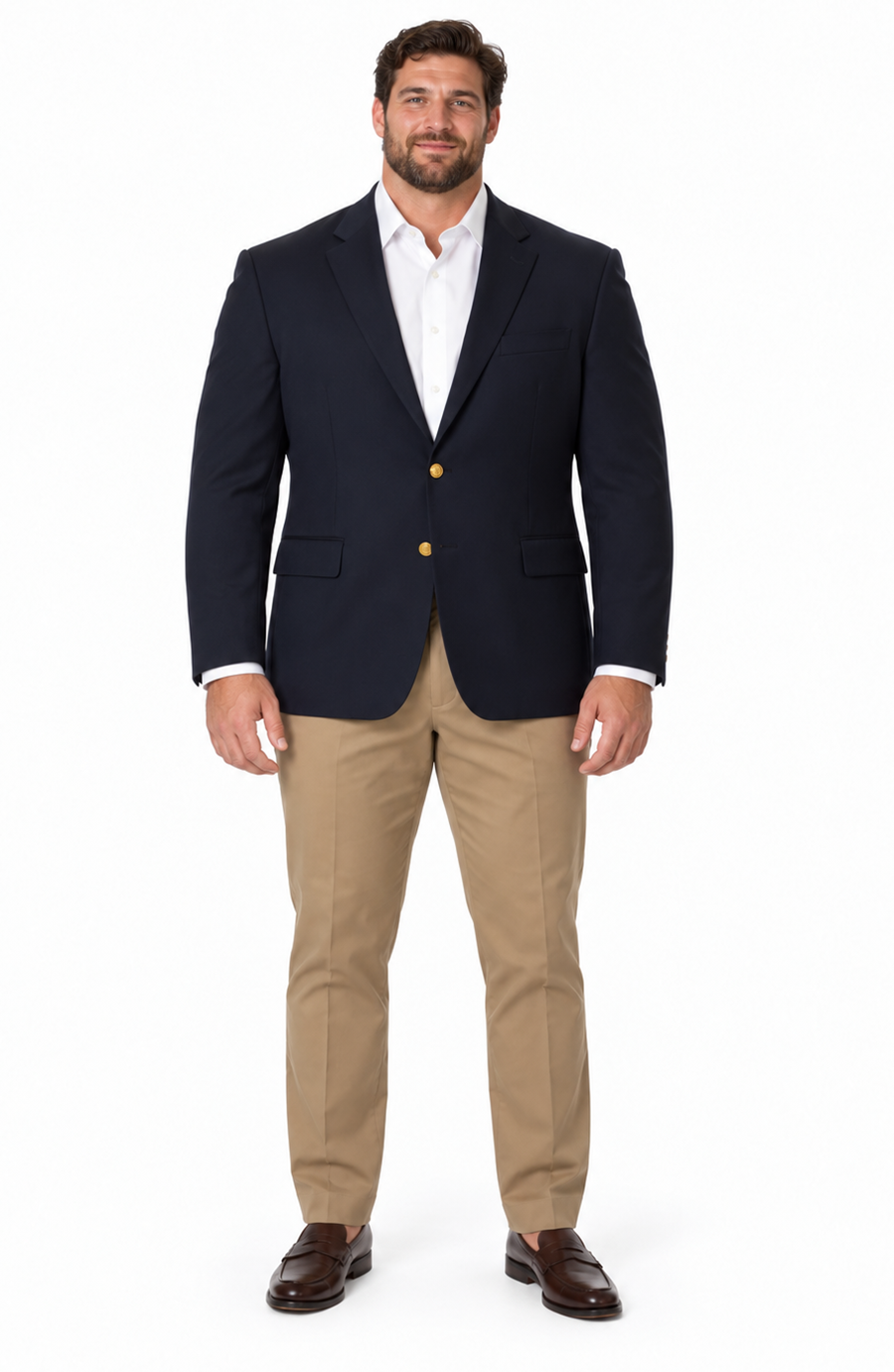 Men's Big & Tall Long Gabardine Blazer Navy Cheap Priced Sport coats - Large Sport Jacket