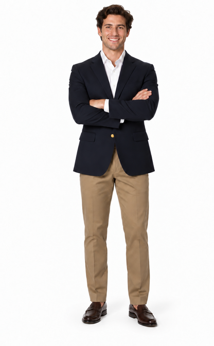 Men's Big & Tall Long Gabardine Blazer Navy Cheap Priced Sport coats - Large Sport Jacket