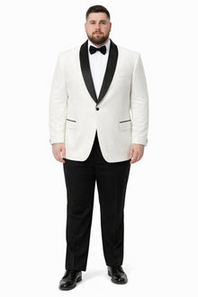 Mens Big and Tall Blazer - White Plus Size Tuxedo Jacket