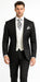 Men'S Black 2 Buttons Chalk Bold Stripe ~ Pinstripe Double Breasted Shawl Collar 1920'S 30'S Fashion Vintage Pattern No Vest Included Suit