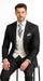 Men'S Black 2 Buttons Chalk Bold Stripe ~ Pinstripe Double Breasted Shawl Collar 1920'S 30'S Fashion Vintage Pattern No Vest Included Suit