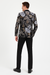 Men’s Black and Gold and Silver Floral Jacquard Blazer with Satin Shawl Lapel Tuxedo Suit With Black Pants with Bowtie