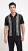 Mens Black and Gray Pattern Walking Suit Set – Short Sleeve Knit Shirt and Pants Casual Outfit for Summer, Travel and Everyday Wear