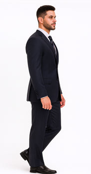 Men's Black And White Checkered Suit Checkered Pattern Texture Blazer Jacket Suit Dark Navy Windowpane Plaid  - Black And White Checkered Suit - 100% Percent Wool Fabric Suit - Worsted Wool Business Suit - Image 3
