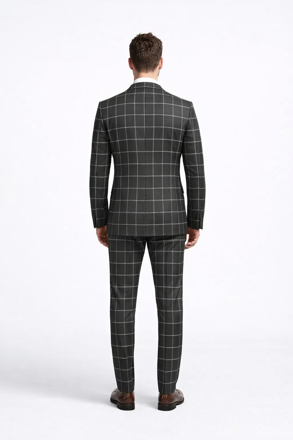 Men's Black and White Pattern Plaid ~ Windowpane Men's Double Breasted Suits Jacket Blazer ~ Sport Coat - Image 2