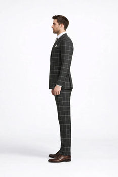 Men's Black and White Pattern Plaid ~ Windowpane Men's Double Breasted Suits Jacket Blazer ~ Sport Coat - Image 4