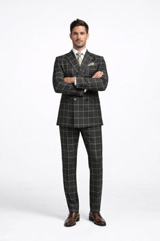Men's Black and White Pattern Plaid ~ Windowpane Men's Double Breasted Suits Jacket Blazer ~ Sport Coat - Image 5