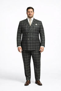 Men's Black and White Pattern Plaid ~ Windowpane Men's Double Breasted Suits Jacket Blazer ~ Sport Coat