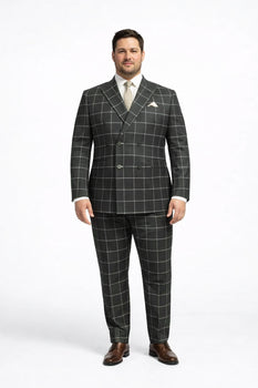 Men's Black and White Pattern Plaid ~ Windowpane Men's Double Breasted Suits Jacket Blazer ~ Sport Coat - Image 6