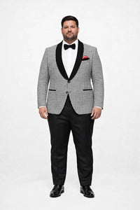 Mens Black And White Tuxedo Houndstooth Prom Suits - Groom Tuxedo - Image 6