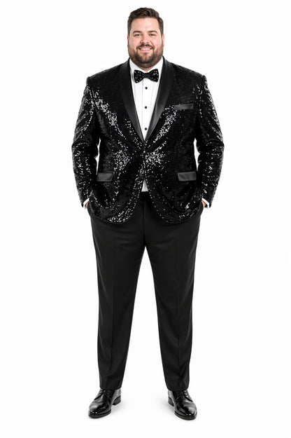 Sequin Blazer Mens Black Regular Fit Sequined 2 Buttons Shawl Lapel Blazer Matching Bow Tie
