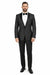 Men's Black Super 150's Viscose Blend 1 Button Tuxedo Floral Pattern  Dinner Jacket