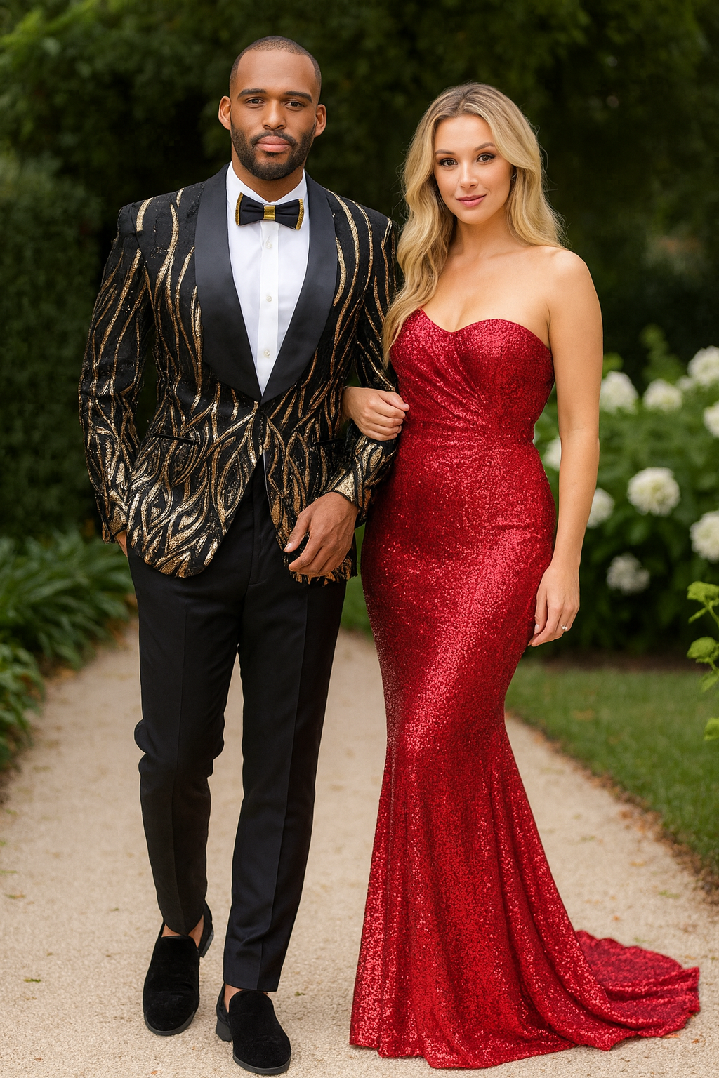 EJ Samuel Black & Gold Sequin Shawl Lapel Tuxedo Jacket - Image 7