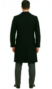 Men's Black Full-length Sleeves Buttoned Closure Peaky Blinders Suit - Peaky Blinders Outfit + Overcoat + Hat (Peaky Blinders Custome)