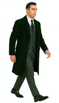Men's Black Full-length Sleeves Buttoned Closure Peaky Blinders Suit - Peaky Blinders Outfit + Overcoat + Hat (Peaky Blinders Custome) - Image 4
