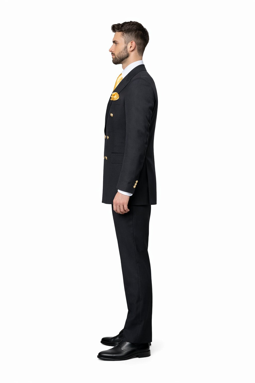 Double Breasted Slim Fit Formal Suit Modern Black Design ROSSI MAN Milano RM1101 - Image 3