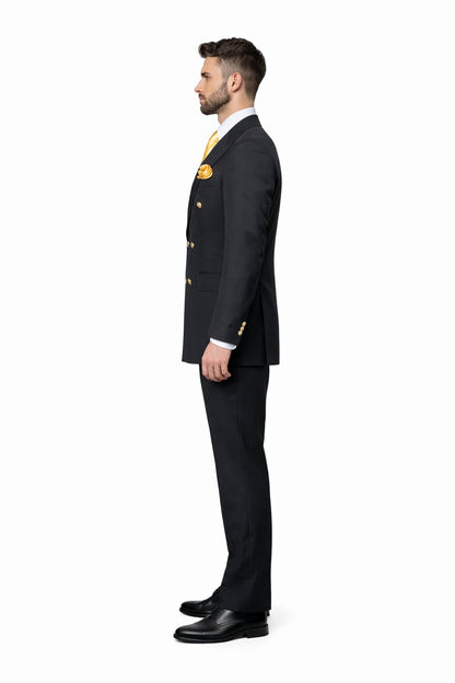 Double Breasted Slim Fit Formal Suit Modern Black Design ROSSI MAN Milano RM1101 - Image 3