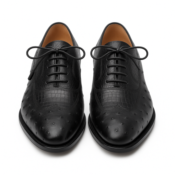 Mens Mezlan Getty Ostrich Wingtip Dress Shoe in Cognac