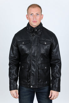 Mens Black Platini Western Leather Jacket - Vintage Cowboy Style