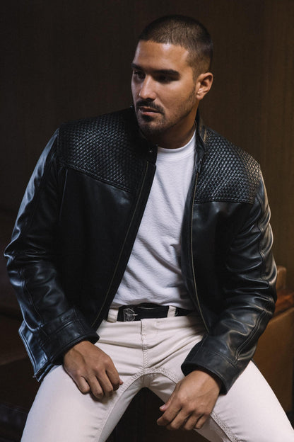 Mens Black Platini Western Leather Jackets - Vintage Cowboy Style