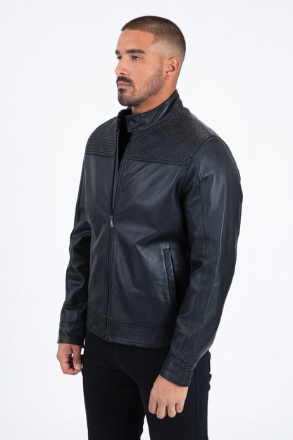 Mens Black Platini Western Leather Jackets - Vintage Cowboy Style