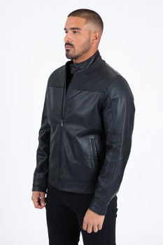 Mens Black Platini Western Leather Jackets - Vintage Cowboy Style