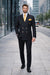 Double Breasted Slim Fit Formal Suit Modern Black Design ROSSI MAN Milano RM1101