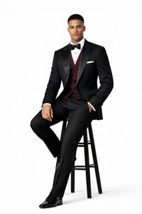 Men'S 2 Buttons Tuxedo 2 Buttons Tuxedo Jacket + Pants Satin