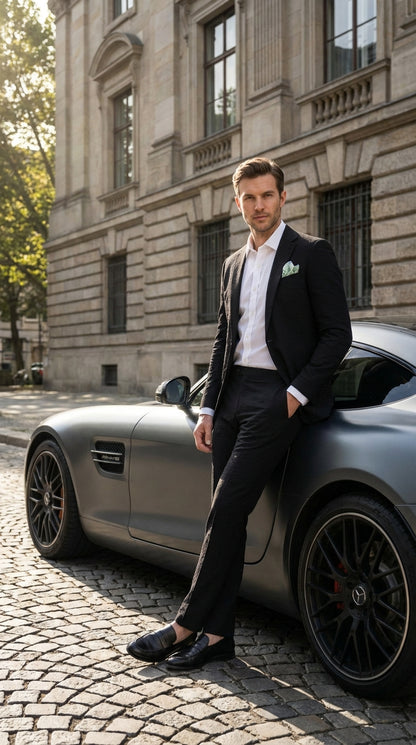 Mens Black Seersucker Suit – Shadow Ton on Ton Mini Textured Two Button Cotton Fabric Formal Summer Suit Modern Fit