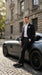 Mens Black Seersucker Suit – Shadow Ton on Ton Mini Textured Two Button Cotton Fabric Formal Summer Suit