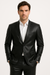 Mens Black Slim Fit Faux Leather Suit – 1 Button Notch Lapel