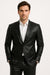 Mens Black Slim Fit Faux Leather Suit – 1 Button Notch Lapel