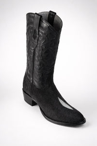Los Altos Boots Single Stone Stingray R-Toe Black Cowboy Botas De Mantarraya - Mantarraya Boots