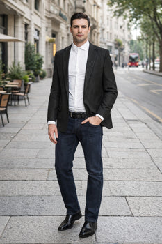 Men'S Black Stripe - Pinstripe Slim Fit Blazer - Image 7