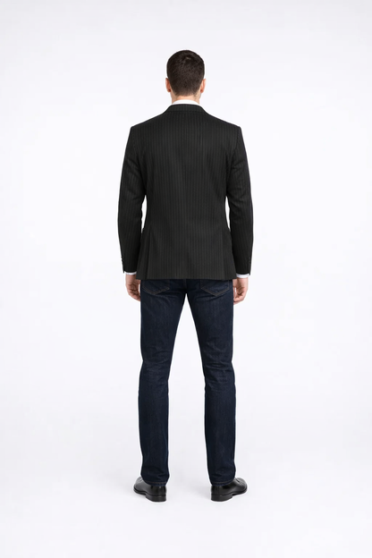 Men'S Black Stripe - Pinstripe Slim Fit Blazer - Image 2