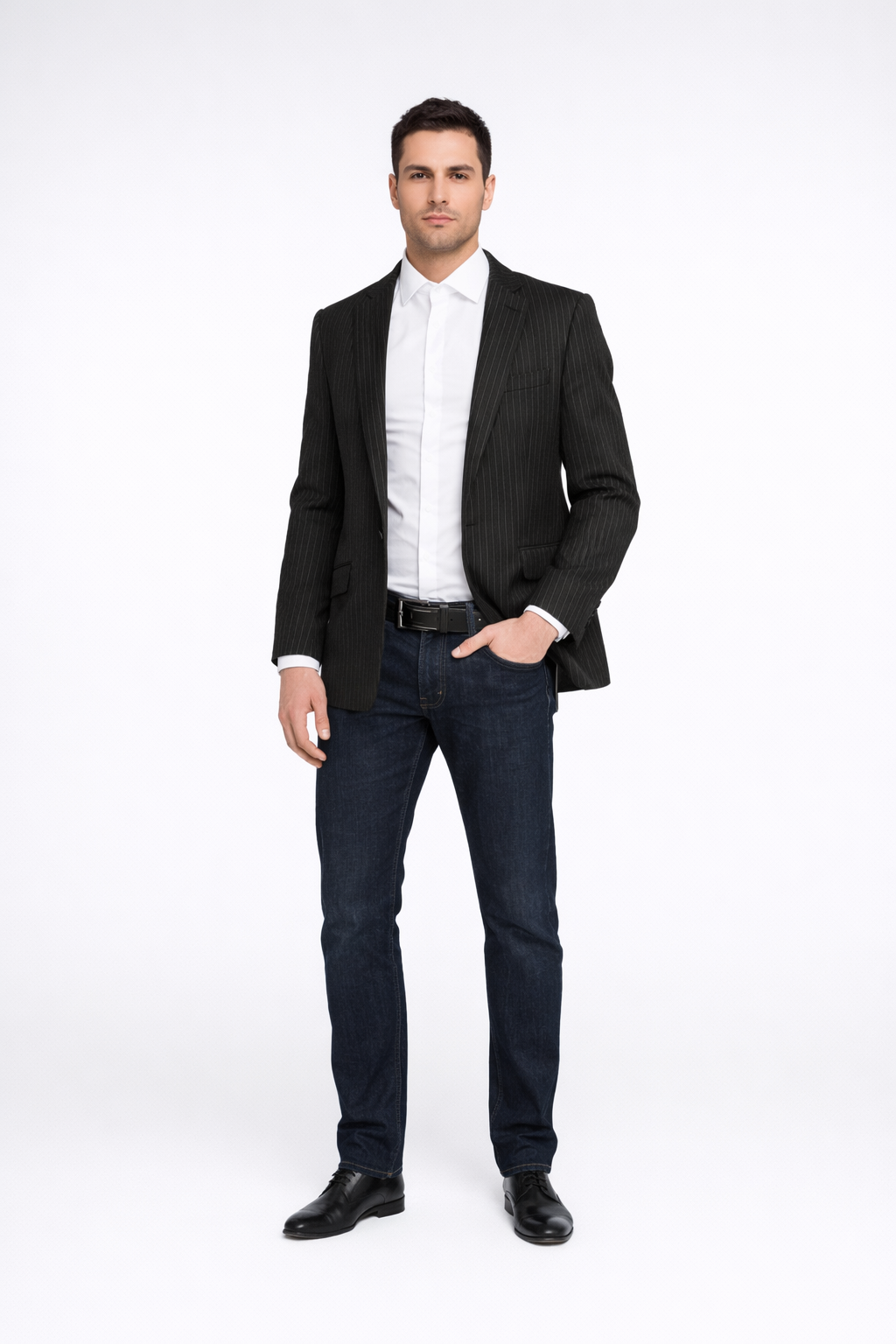 Men'S Black Stripe - Pinstripe Slim Fit Blazer