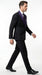 Mens Black Suit with Purple Lapel – Elegant Formal Tuxedo Style Suit for Wedding, Prom, Party and Evening Wear