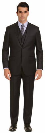 Vitali Brand Suits - Men's Charcoal  Regular Fit Vested Suit